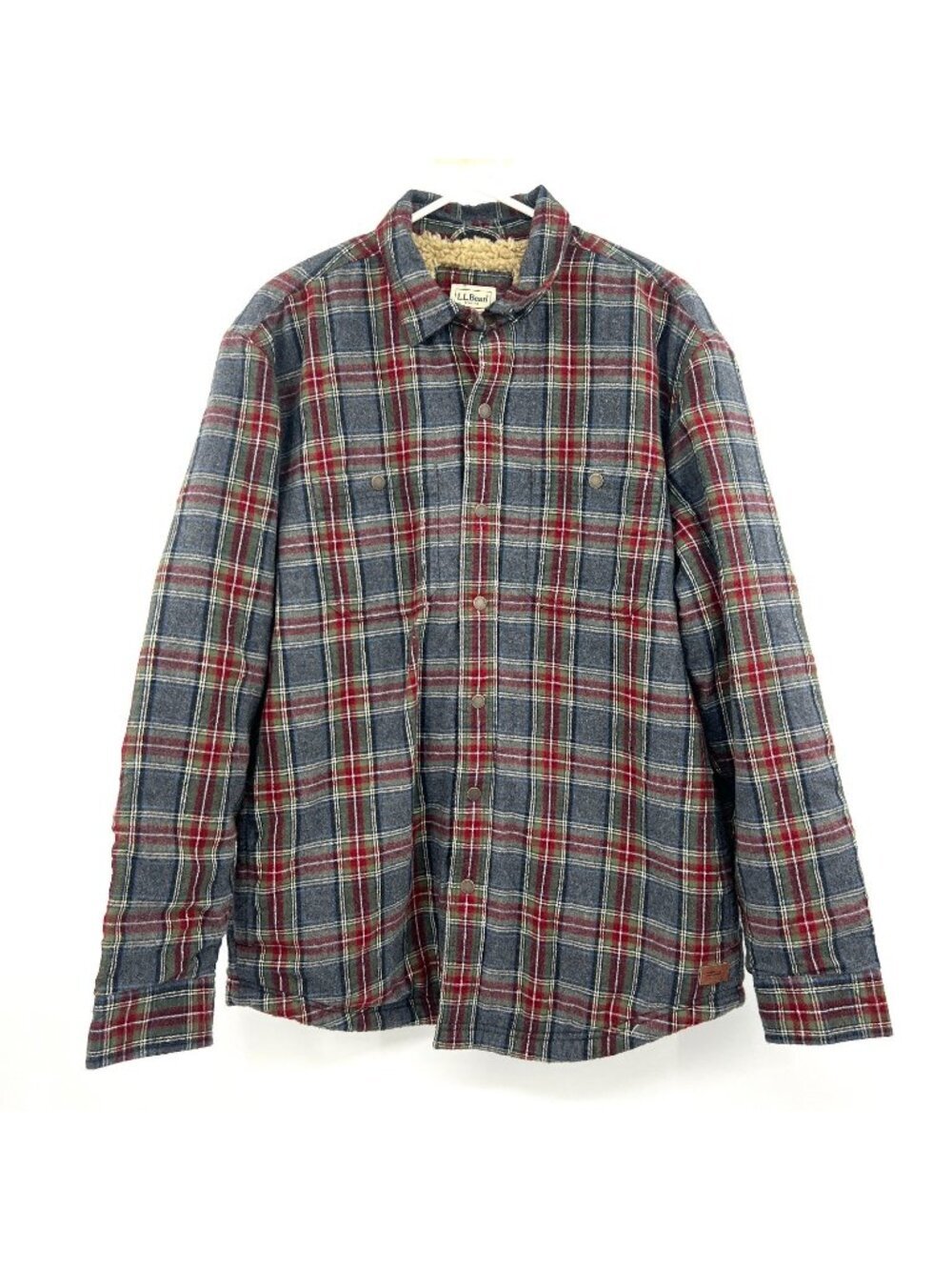 NWT L.L. Bean Slightly Fitted Sherpa Lined Plaid Jacket Men's Medium $119 MSRP